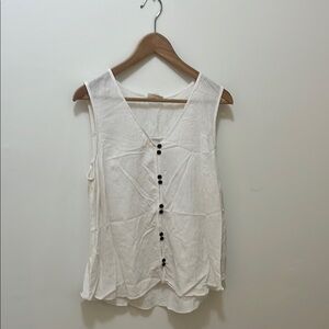 a.n.a Cream Sleeveless Buttoned Tank Top
